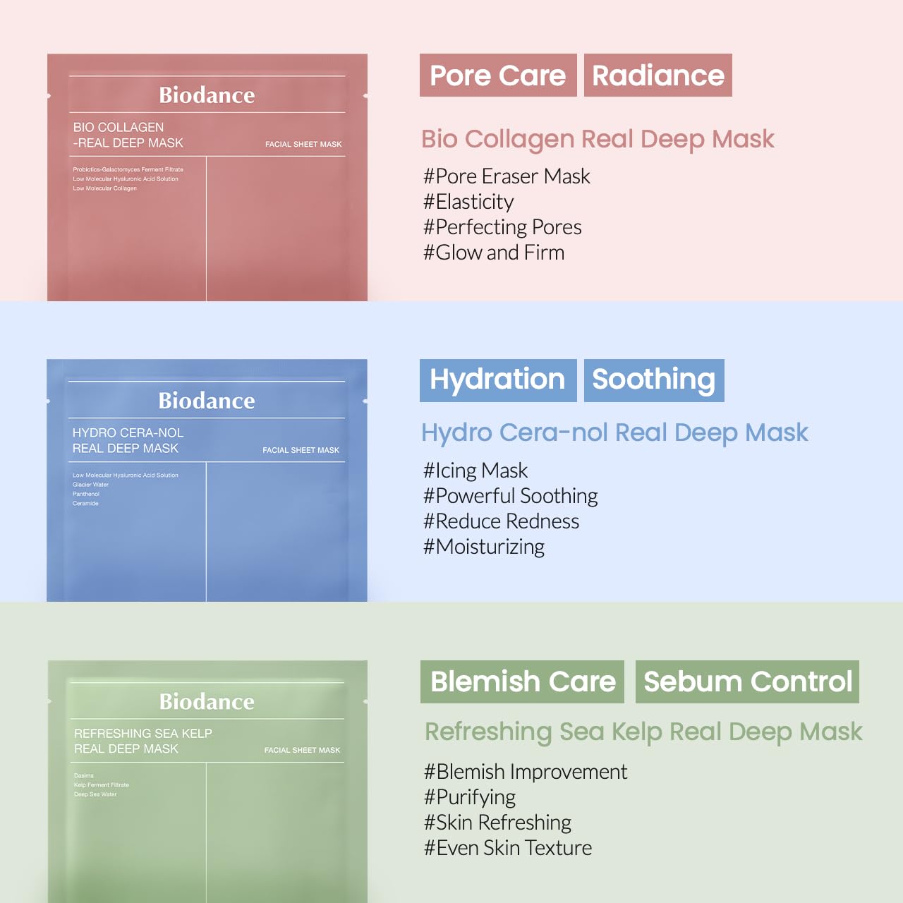 BIODANCE Refreshing Sea kelp Real Deep Mask - Overnight Hydrogel Mask, Calming, Oil & Sebum Control