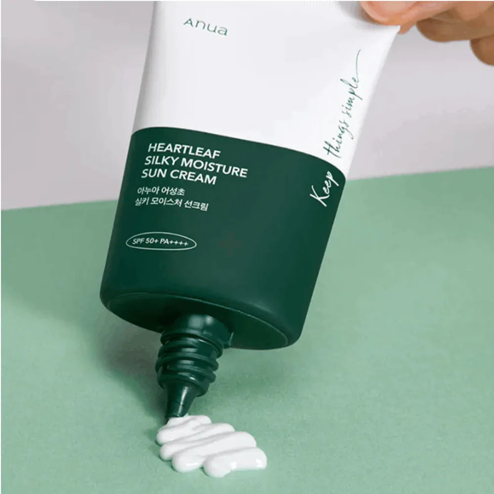 ANUA Heartleaf Silky Moisture SPF 50 PA++++ Cream - Korean Sunscreen, Face Sunscreen, Niacinamide, Fragrance Free, Travel Essentials