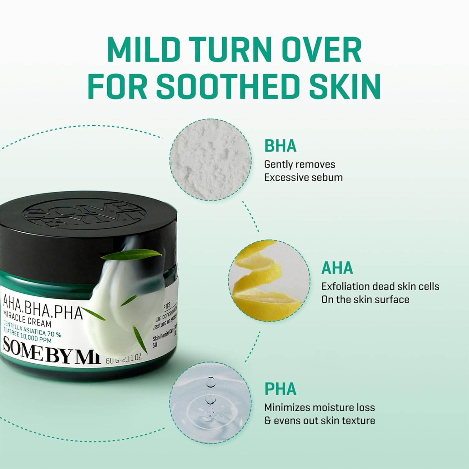 AHA BHA PHA 30 Days Miracle Cream by SOME BY MI - Daily Soothing & Clarifying Face Cream - Korean Skin Care Face Moisturizer for All Skin Types