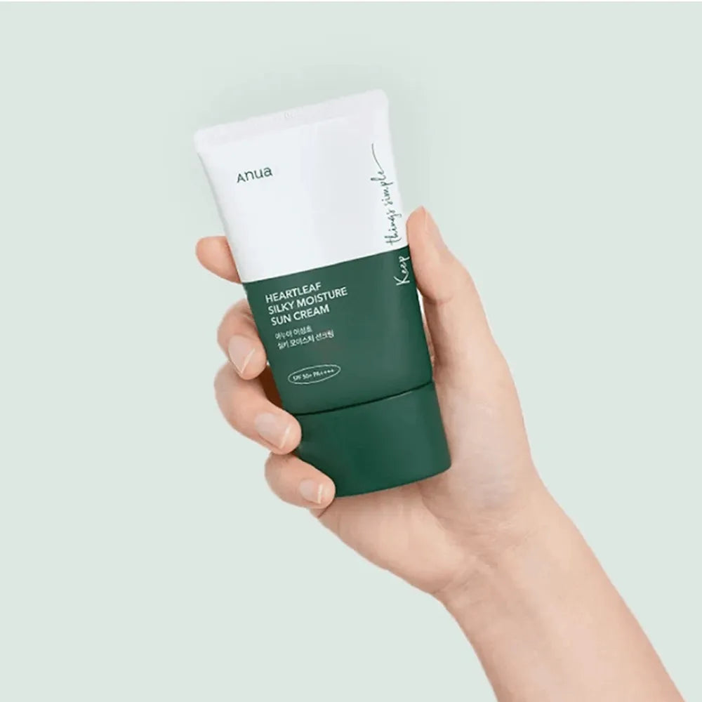 ANUA Heartleaf Silky Moisture SPF 50 PA++++ Cream - Korean Sunscreen, Face Sunscreen, Niacinamide, Fragrance Free, Travel Essentials