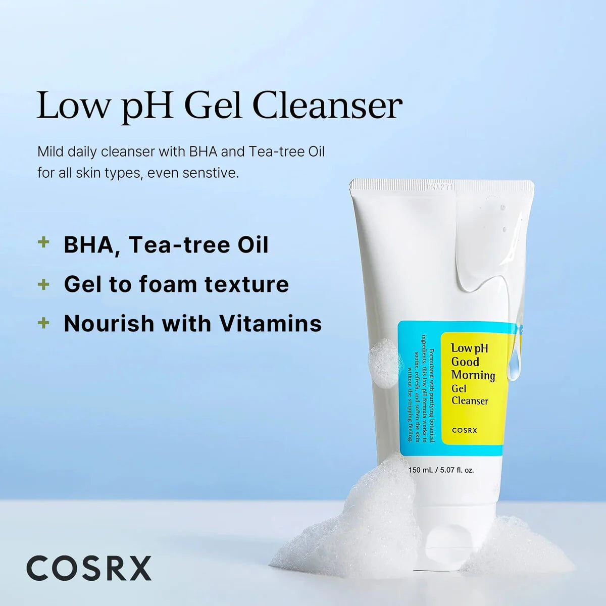 BHA Face Wash - Gel Face Cleanser - Daily Mild Face Cleanser by Cosrx