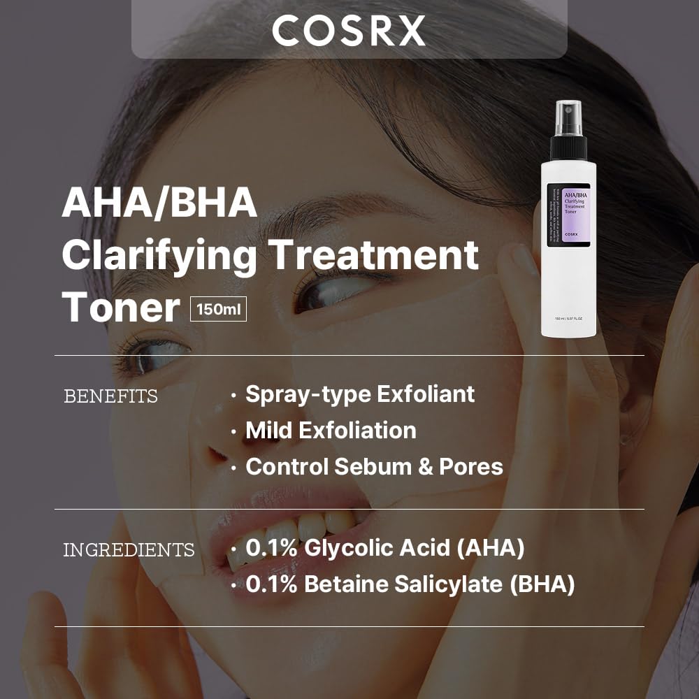 AHA/BHA Treatment Toner - Whiteheads, Pores, & Uneven Skin, Korean Toner